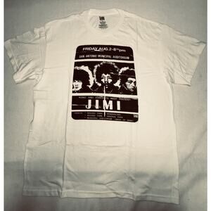 Flash Back Jimi Hendrix Concert Poster Top Women's White L Cotton Tee